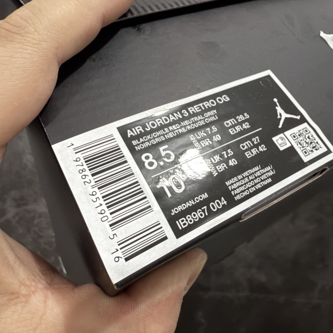 【纯原】Air Jordan AJ3 Retro''Rare Air AJ3 乔3小反勾 黑灰蓝