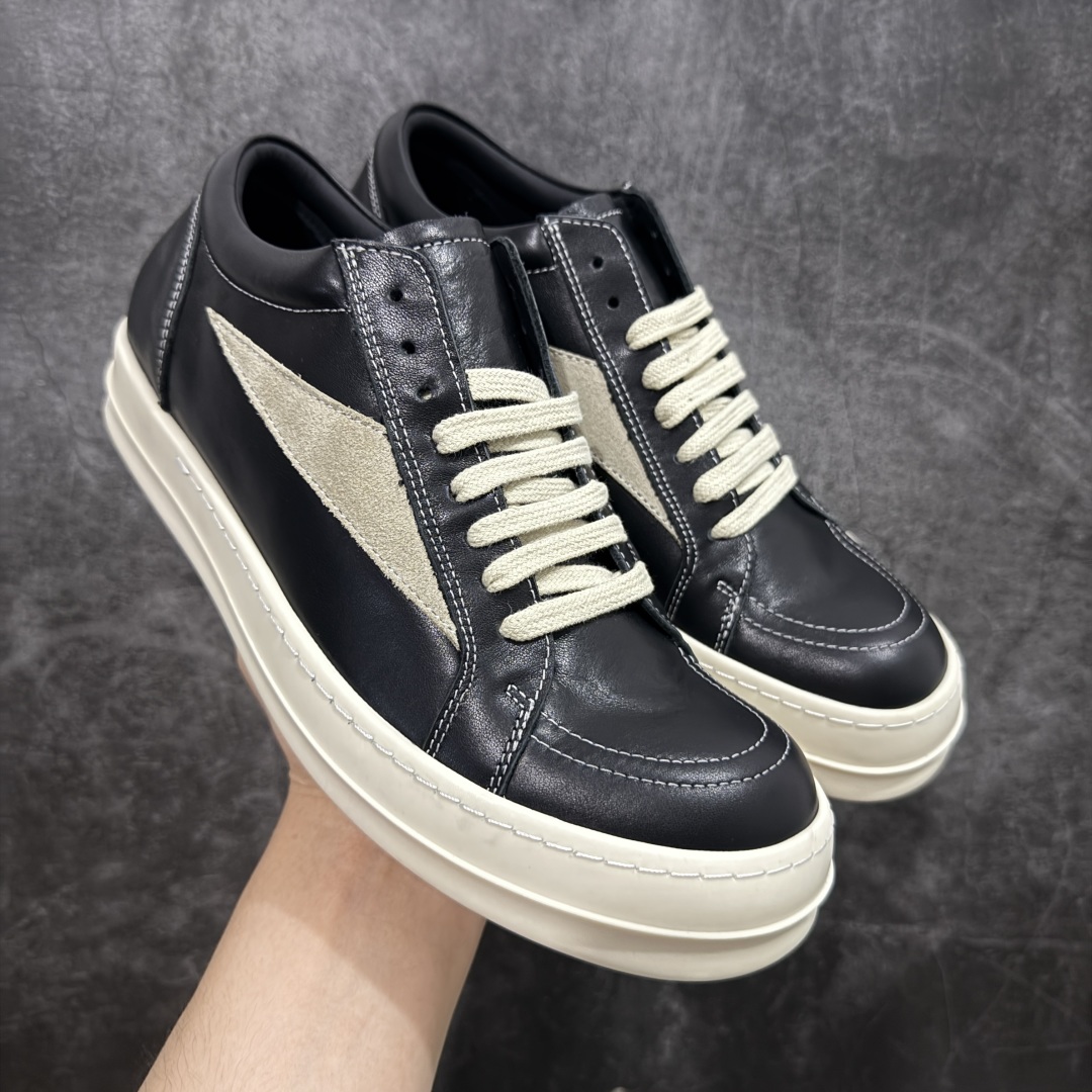 500 S版本RO欧文斯Rickowens 主线 经典西瓜头款式“RO低帮黑白进口原料牛皮