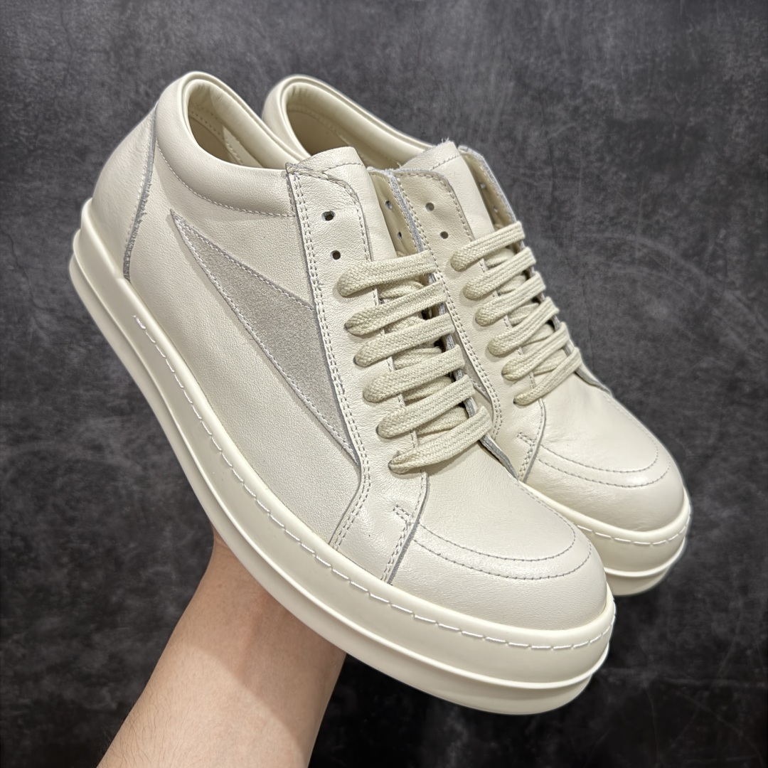 500 S版本RO欧文斯Rickowens 主线 经典西瓜头款式“RO低帮黑白进口原料牛皮