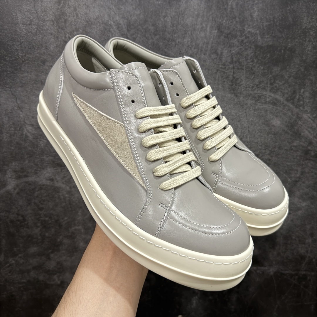 500 S版本RO欧文斯Rickowens 主线 经典西瓜头款式“RO低帮黑白进口原料牛皮