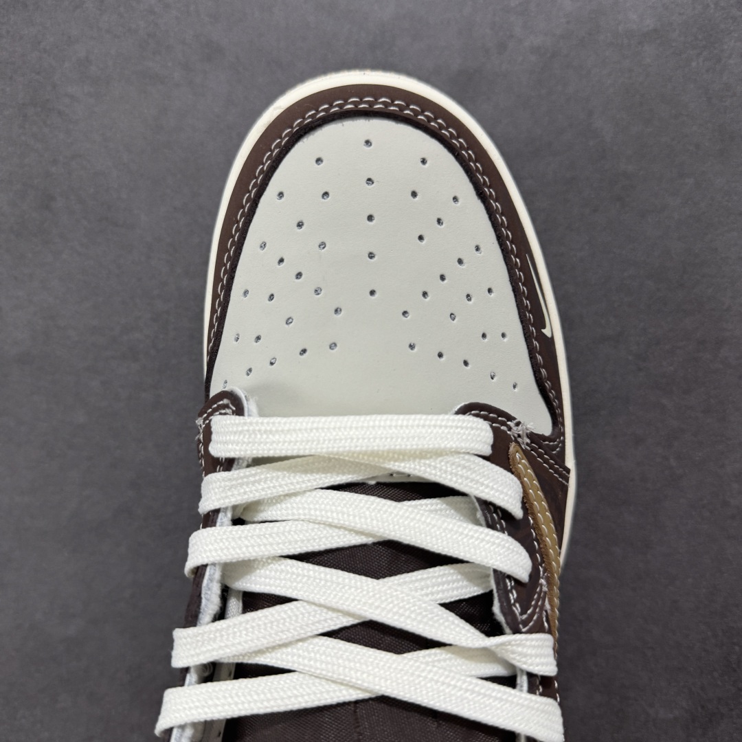 定制版Travis Scott x Fragment Design x Air Jordan 1 Low SP AJ1 Supreme联名 棕色涂鸦 低帮文化休闲板鞋 XS2024-055
