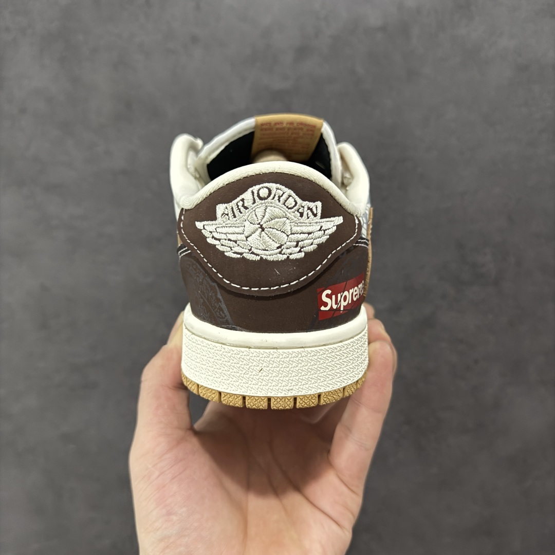 定制版Travis Scott x Fragment Design x Air Jordan 1 Low SP AJ1 Supreme联名 棕色涂鸦 低帮文化休闲板鞋 XS2024-055