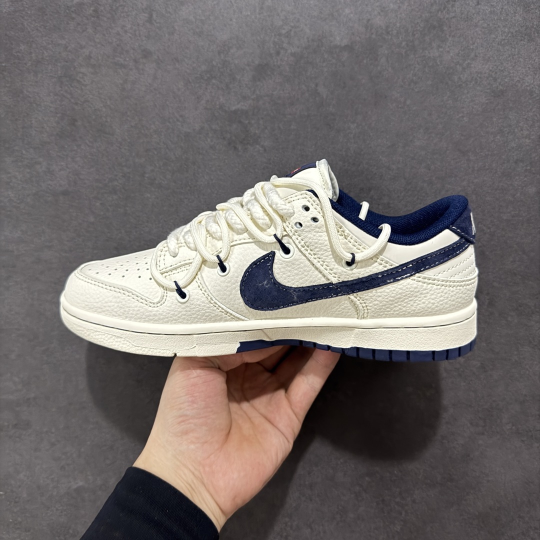 定制版Nike SB Dunk Low Sup系列 绑带米白藏蓝勾 周年高端定制 低帮休闲板鞋 YX5066-279