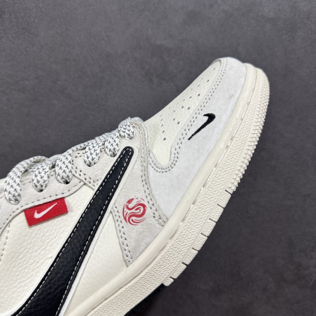 280 定制版Travis Scott x Fragment Design x Air Jordan 1 Low SP AJ1 北面联名 双拼黑勾 低帮文化休闲板鞋 YX5066-308