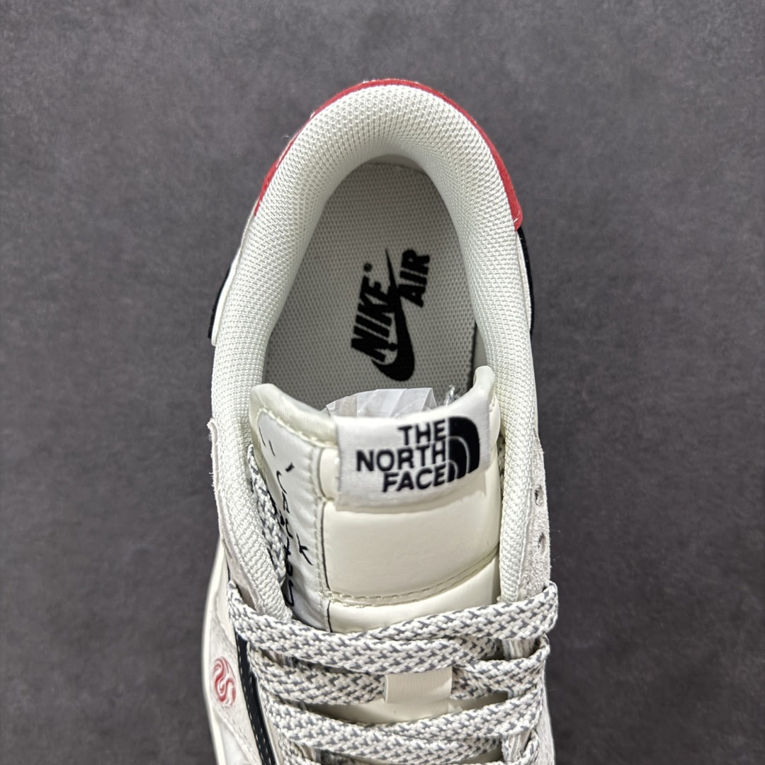 280 定制版Travis Scott x Fragment Design x Air Jordan 1 Low SP AJ1 北面联名 双拼黑勾 低帮文化休闲板鞋 YX5066-308