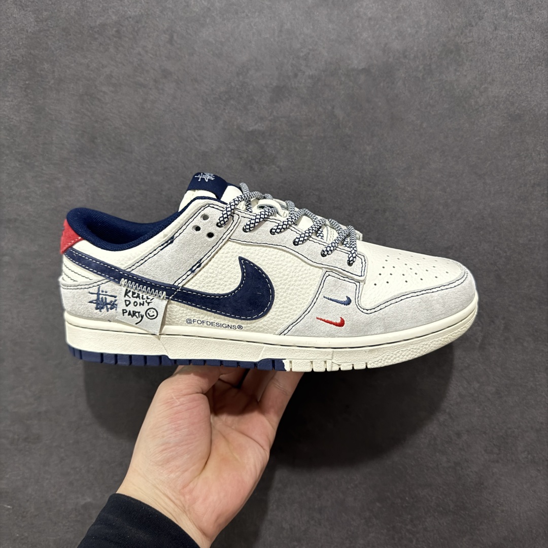  
【定制版】Nike SB Dunk Low 斯图西系列 贴布藏蓝勾 周年高端定制 低帮休闲板鞋 YX