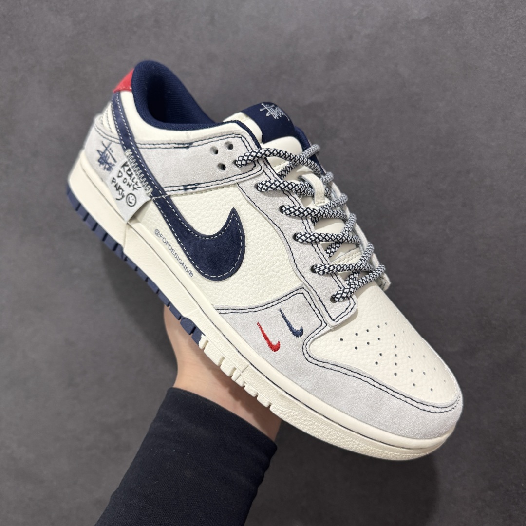  
【定制版】Nike SB Dunk Low 斯图西系列 贴布藏蓝勾 周年高端定制 低帮休闲板鞋 YX