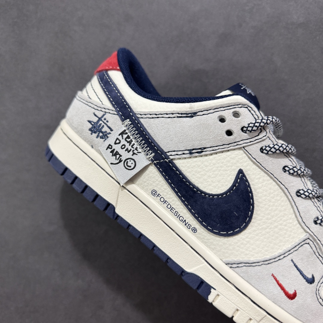  
【定制版】Nike SB Dunk Low 斯图西系列 贴布藏蓝勾 周年高端定制 低帮休闲板鞋 YX