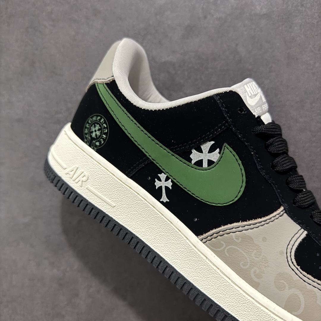  
【定制版】Nike Air Force 1'07 Low 克罗心联名 黑绿勾 空军一号低帮休闲板鞋 