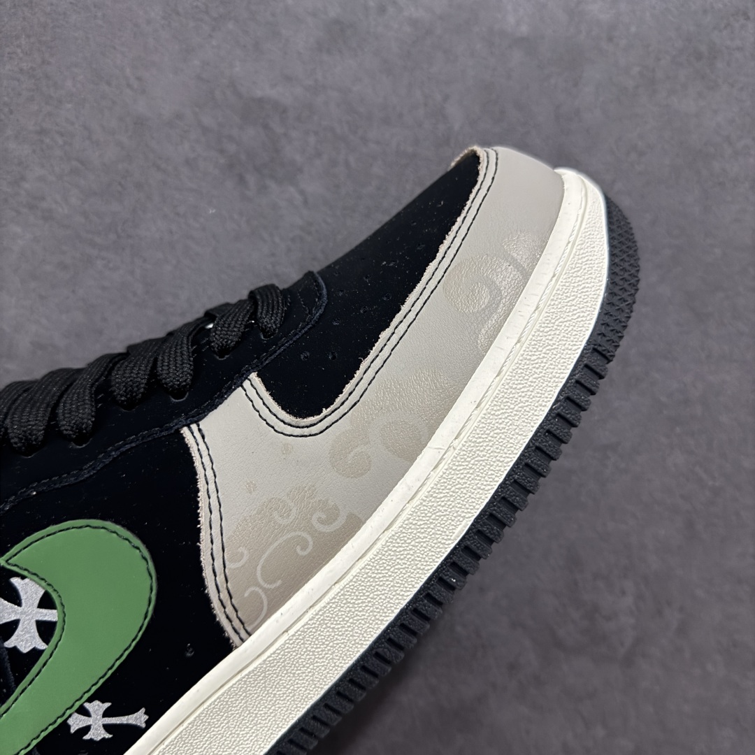  
【定制版】Nike Air Force 1'07 Low 克罗心联名 黑绿勾 空军一号低帮休闲板鞋 