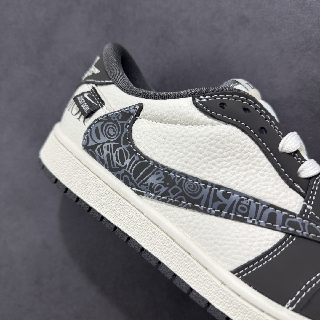 定制版Travis Scott x Fragment Design x Air Jordan 1 Low SP AJ1 迪奥联名 米灰字母勾 低帮文化休闲板鞋 XS2024-039