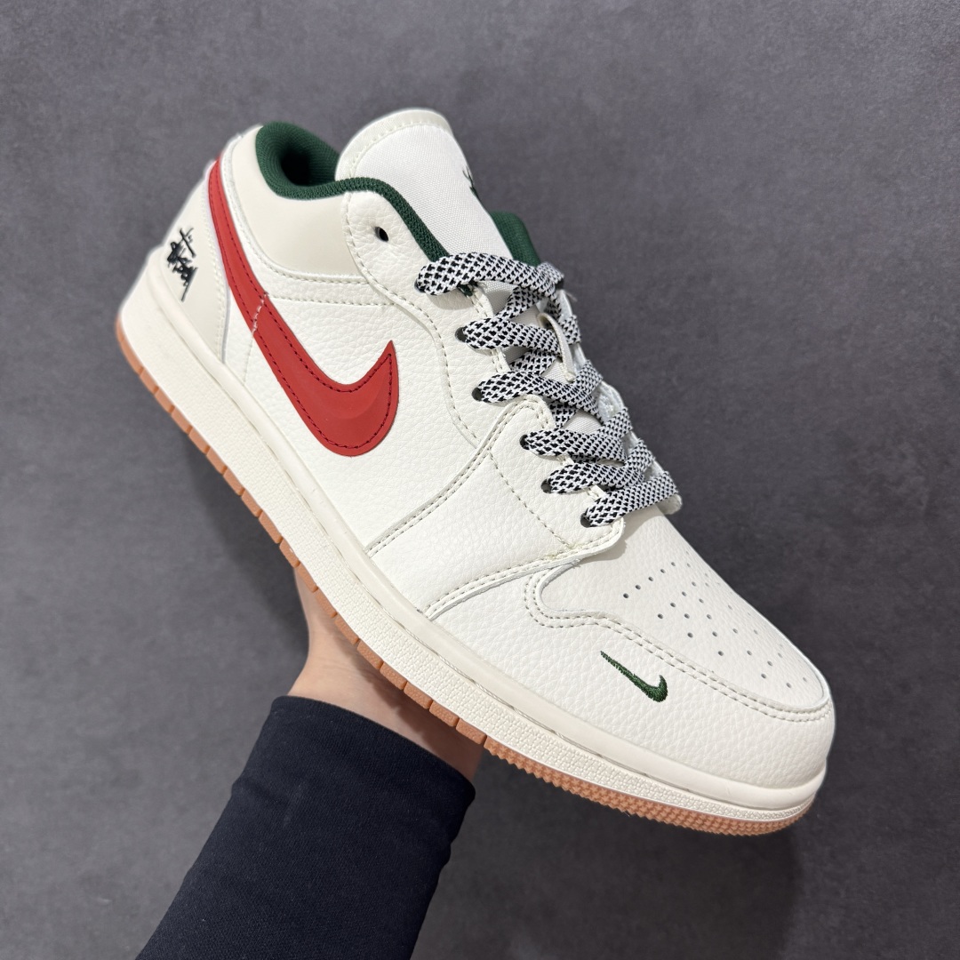  
【定制版】Air Jordan 1 Low AJ1 乔1 斯图西联名 米红立体勾 高端定制 低帮复古