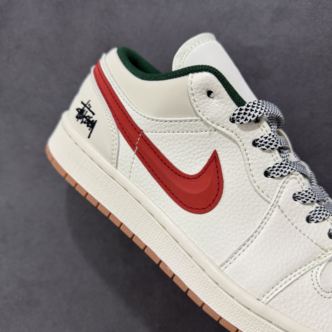  
【定制版】Air Jordan 1 Low AJ1 乔1 斯图西联名 米红立体勾 高端定制 低帮复古