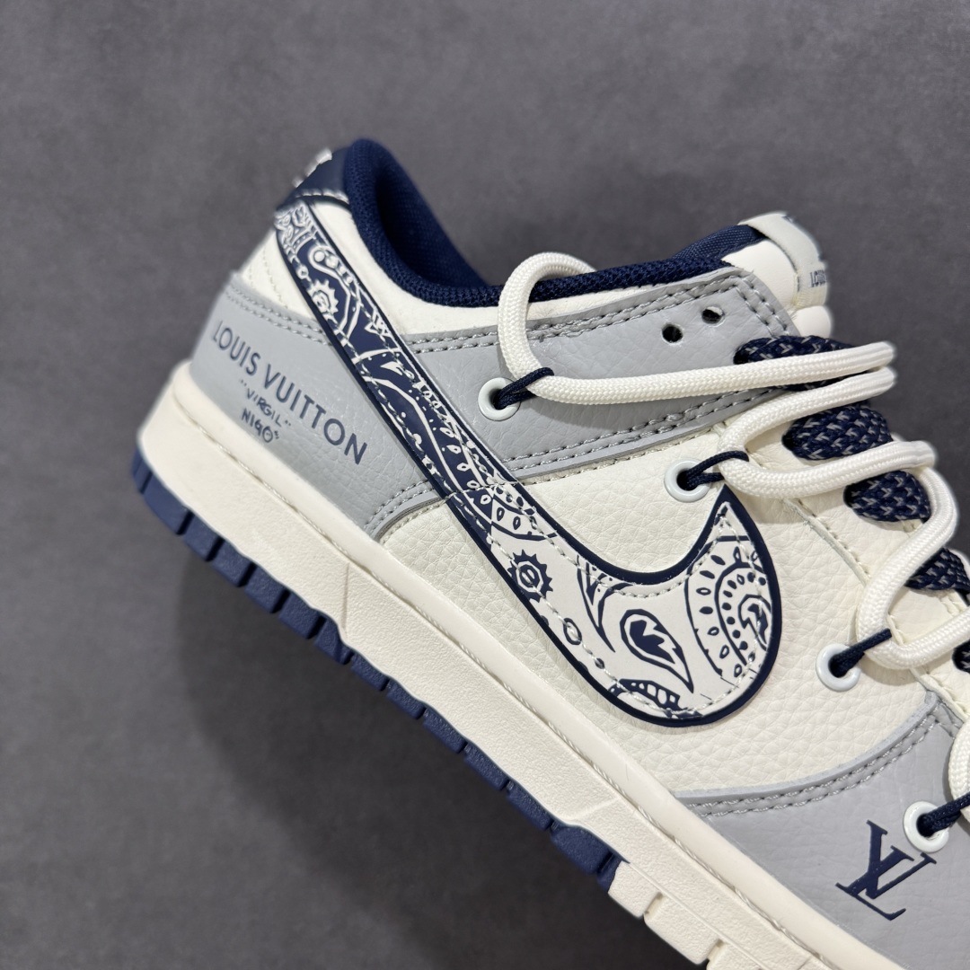  
【定制版】Nike SB Dunk Low LV系列 绑带涂鸦白蓝勾 周年高端定制 低帮休闲板鞋 D