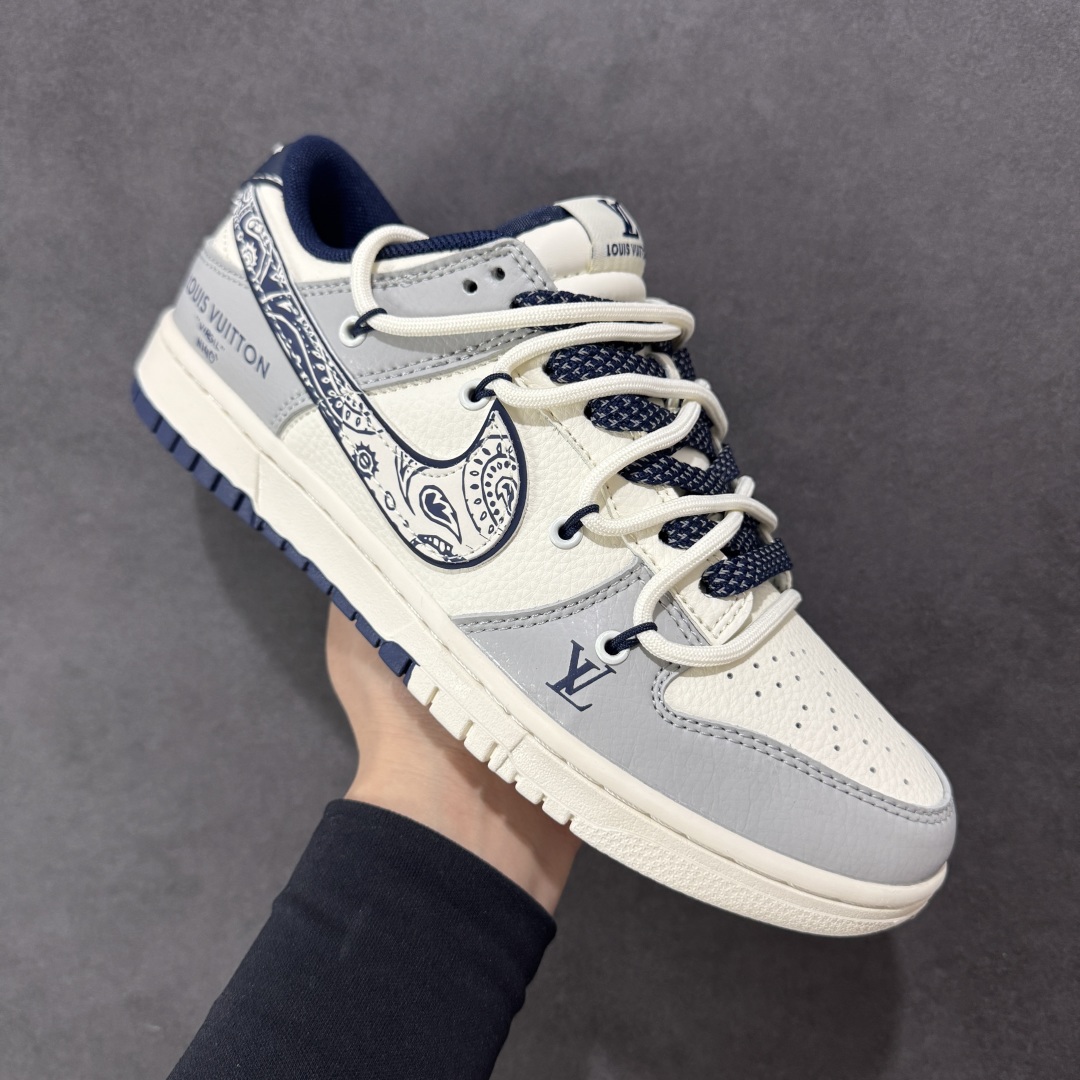  
【定制版】Nike SB Dunk Low LV系列 绑带涂鸦白蓝勾 周年高端定制 低帮休闲板鞋 D