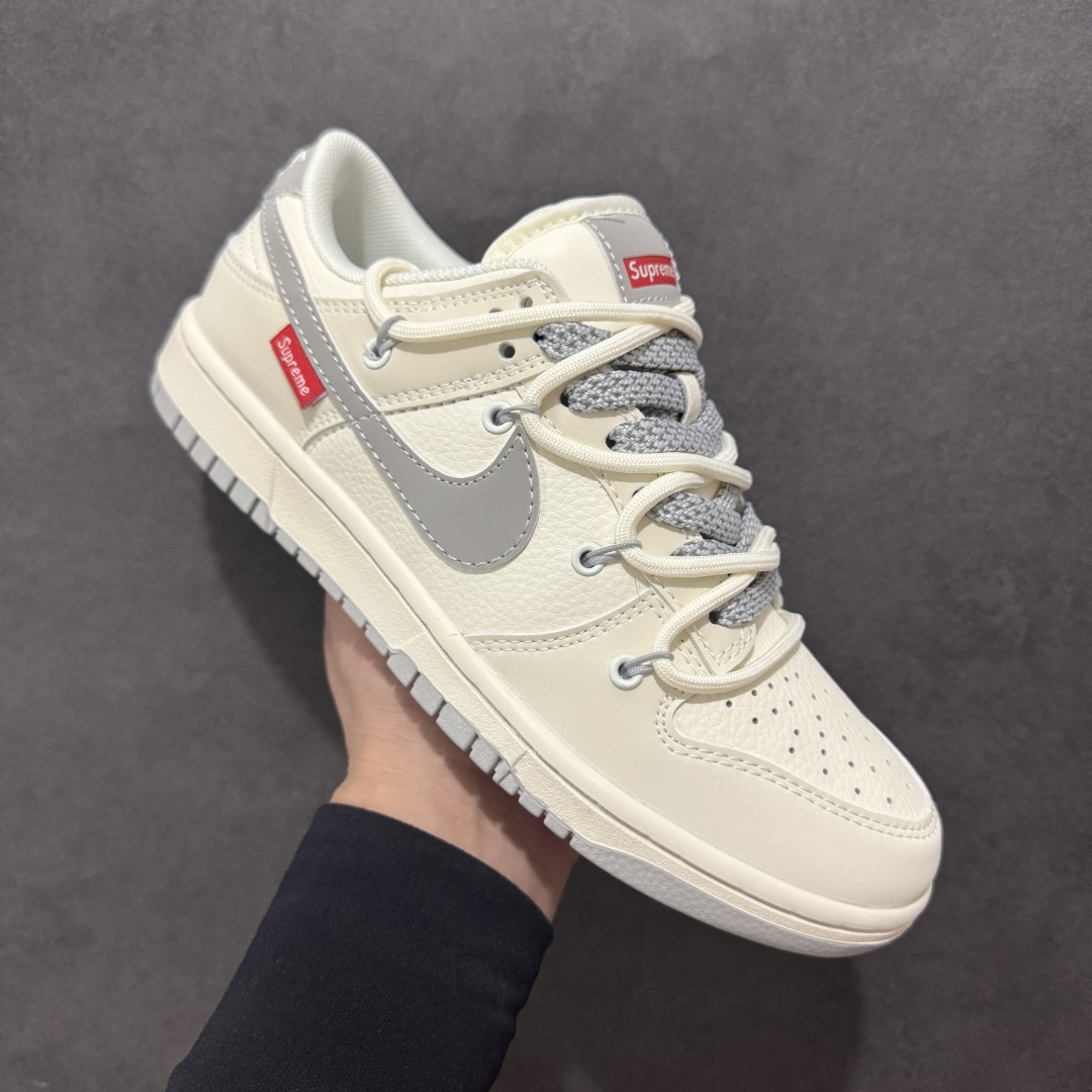  
【定制版】Nike SB Dunk Low Sup系列 绑带米白灰勾 周年高端定制 低帮休闲板鞋
