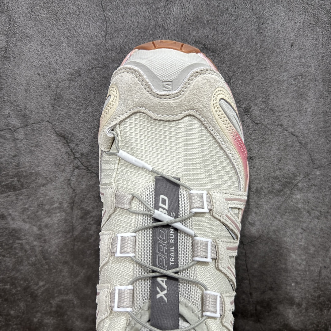 图片[5]-【纯原定制版】PandaPark x SALOMON萨洛蒙 XA Pro 3D Suede 织物 粉色 渐变 做旧复古 暗纹 防滑耐磨 低帮 户外功能鞋 男女同款 米粉 472436 纯原外贸平台特供订单 全套原纸板楦头开发 原厂特供网布配套加持 确保原汁原味 完美呈现版型 原档数据独家私模五层组合大底 男女鞋同步官方 原装Ortholite轻量化鞋垫 中底布带钢印编号 原厂TPU锁扣 进口港宝加持 后跟自然饱满 还原公司包裹性 尺码：36 36.5 37.5 38 38.5 39-选品中心