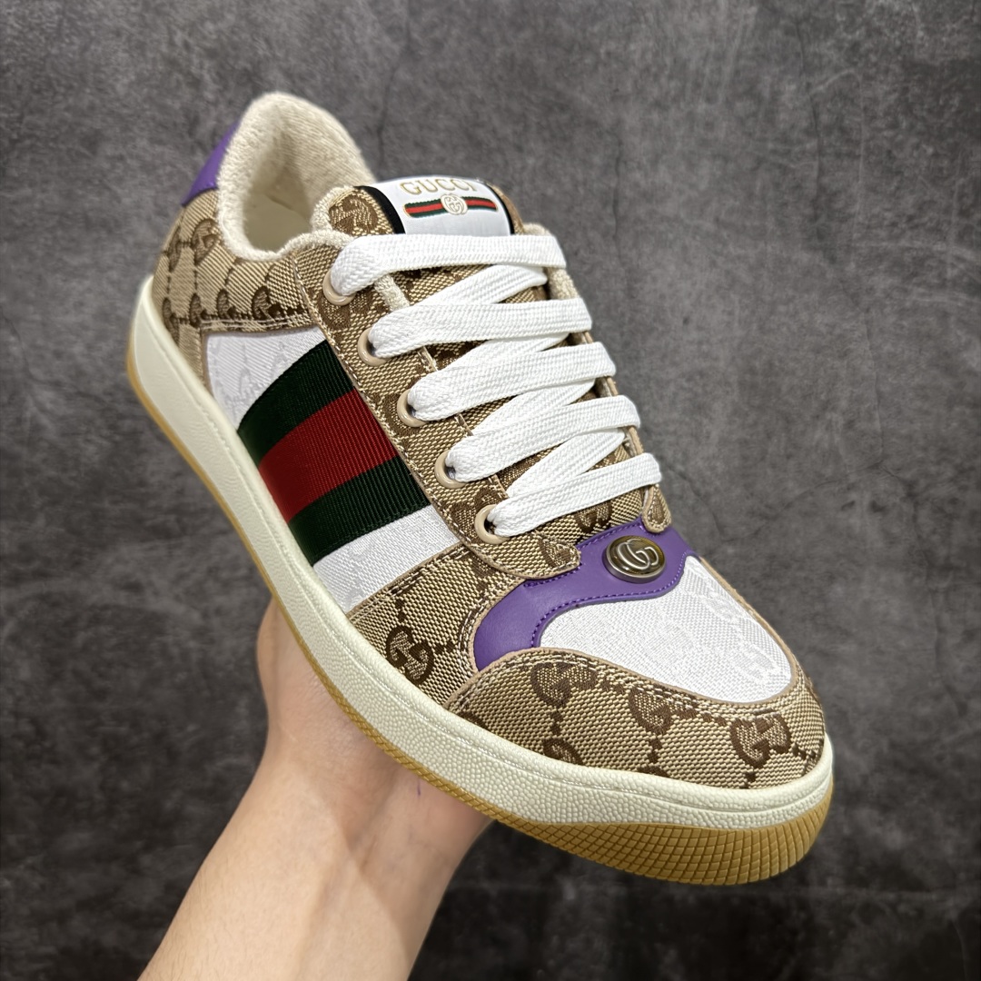 400 Gucci 古驰 Screener 运动休闲时装奢侈品系列 GG珐琅扣 擦脏做旧小脏鞋