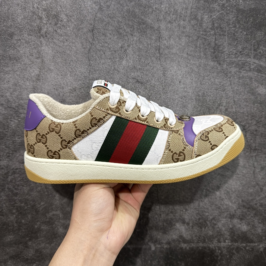 400 Gucci 古驰 Screener 运动休闲时装奢侈品系列 GG珐琅扣 擦脏做旧小脏鞋