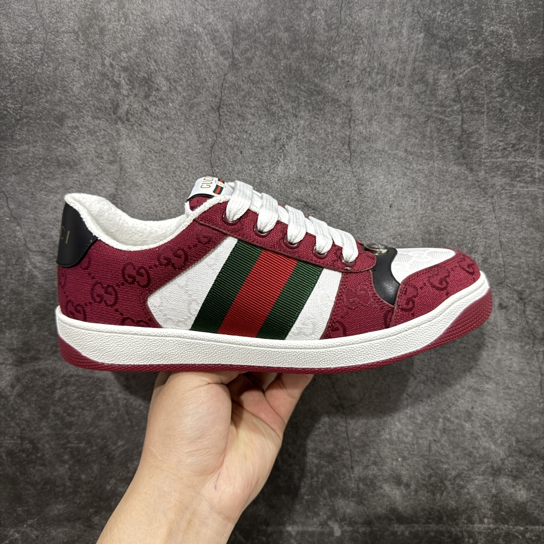 400 Gucci 古驰 Screener 运动休闲时装奢侈品系列 GG珐琅扣 擦脏做旧小脏鞋