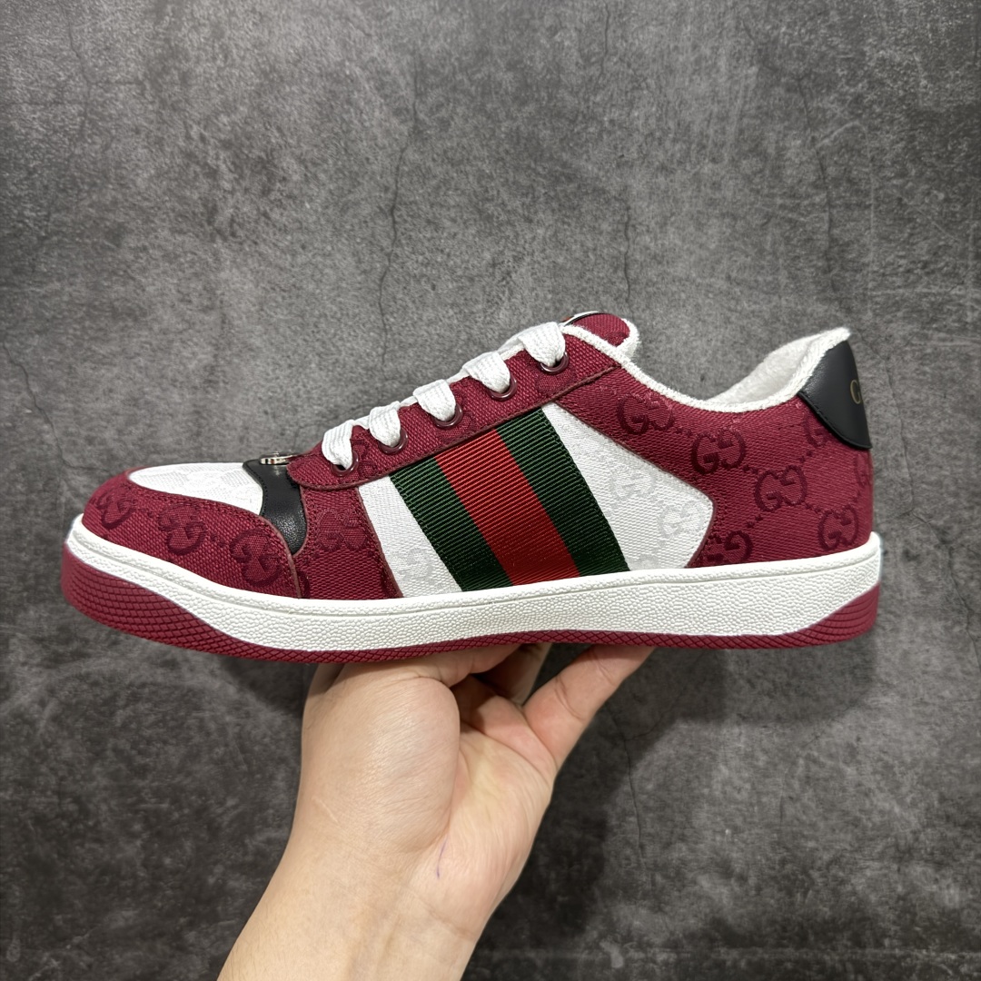 400 Gucci 古驰 Screener 运动休闲时装奢侈品系列 GG珐琅扣 擦脏做旧小脏鞋