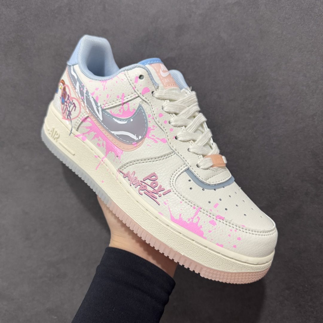 【定制版】Nike Air Force 1'07 Low ”Pink and Blue Love” 520系列限定 粉蓝爱心 空军一号低帮休闲板鞋 CW1574-058