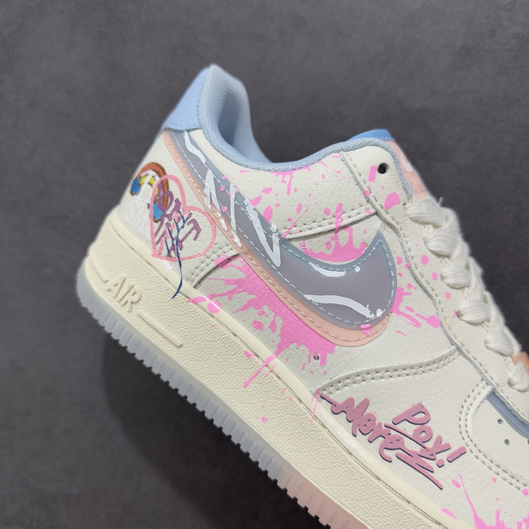 【定制版】Nike Air Force 1'07 Low ”Pink and Blue Love” 520系列限定 粉蓝爱心 空军一号低帮休闲板鞋 CW1574-058