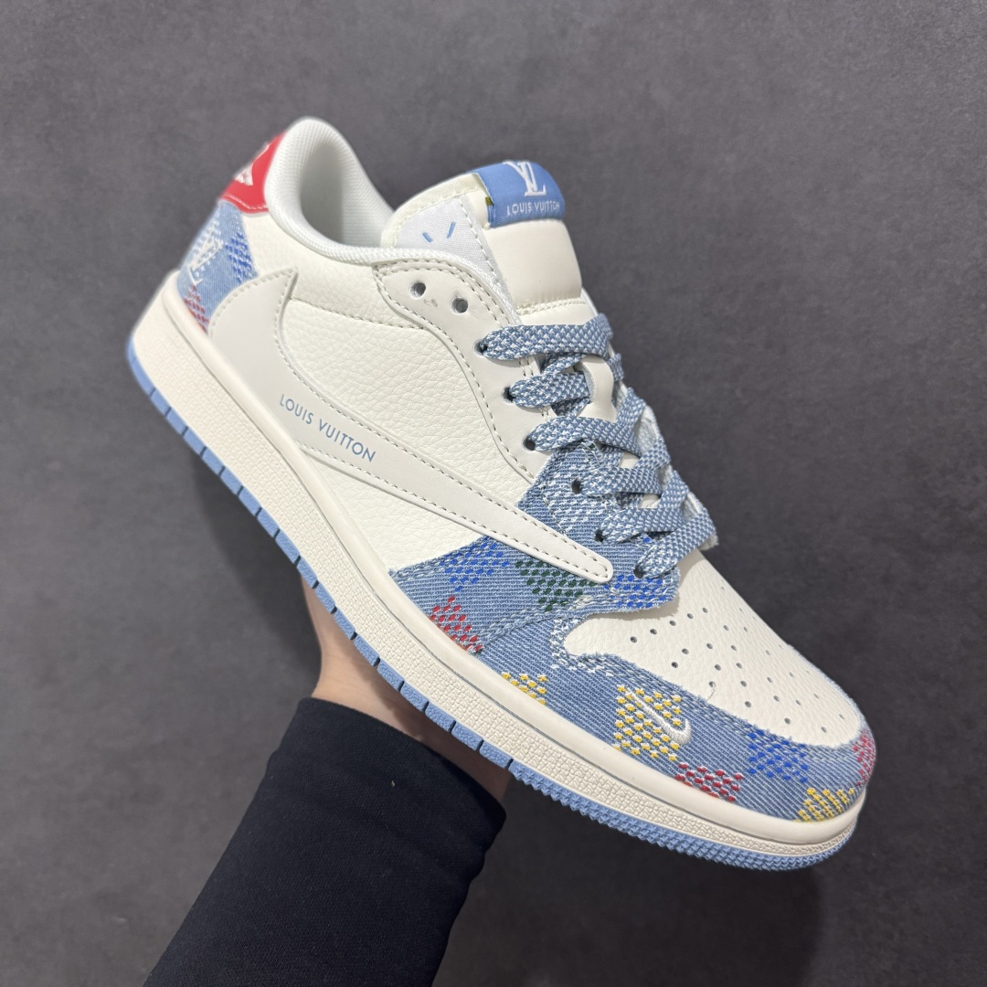 【定制版】Travis Scott x Fragment Design x Air Jordan 1 Low SP AJ1 LV联名 五彩帆布 低帮文化休闲板鞋 FC1688-232