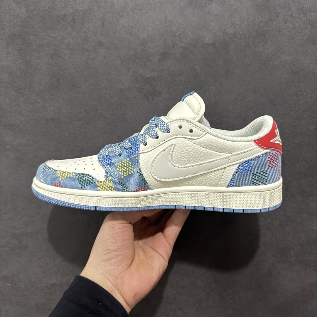 【定制版】Travis Scott x Fragment Design x Air Jordan 1 Low SP AJ1 LV联名 五彩帆布 低帮文化休闲板鞋 FC1688-232