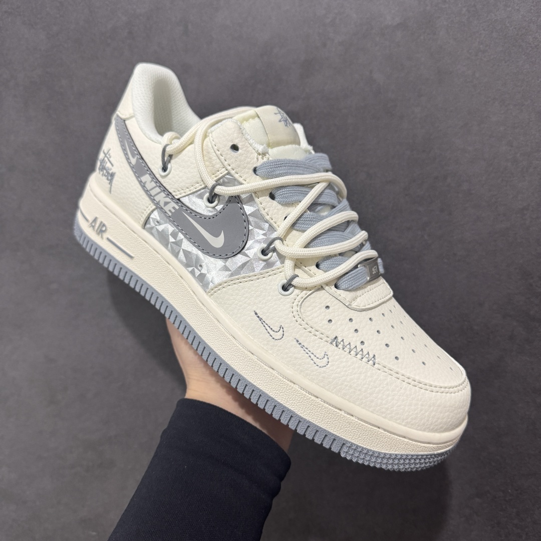 【定制版】Nike Air Force 1'07 Low 斯图西联名 灰钻石抽绳 空军一号低帮休闲板鞋 DM6868-072