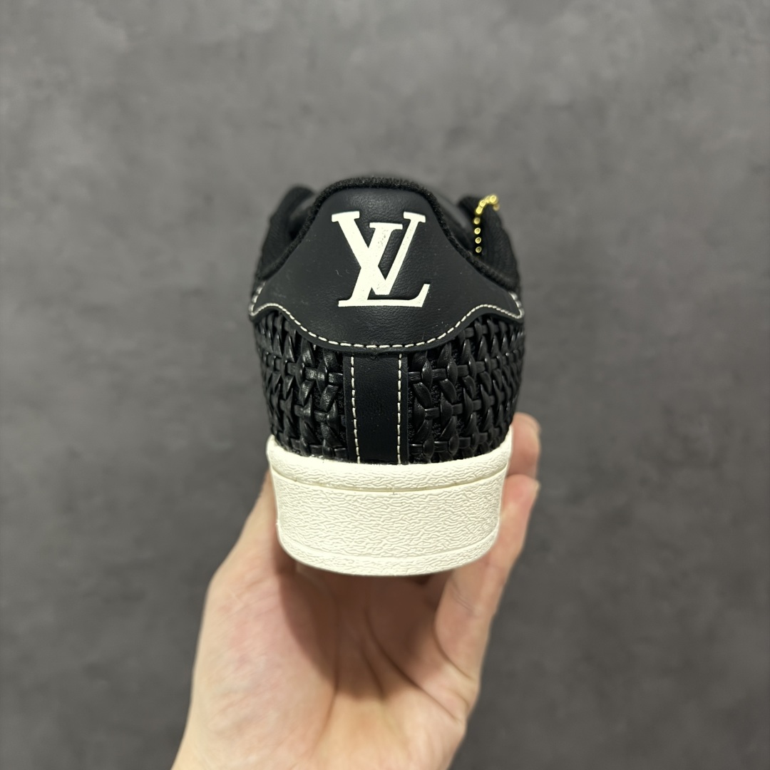 Lv x Ad Superstar 定制配色 Lv联名 低帮贝壳头百搭休闲透气镂空编织皮面板鞋 IE8878