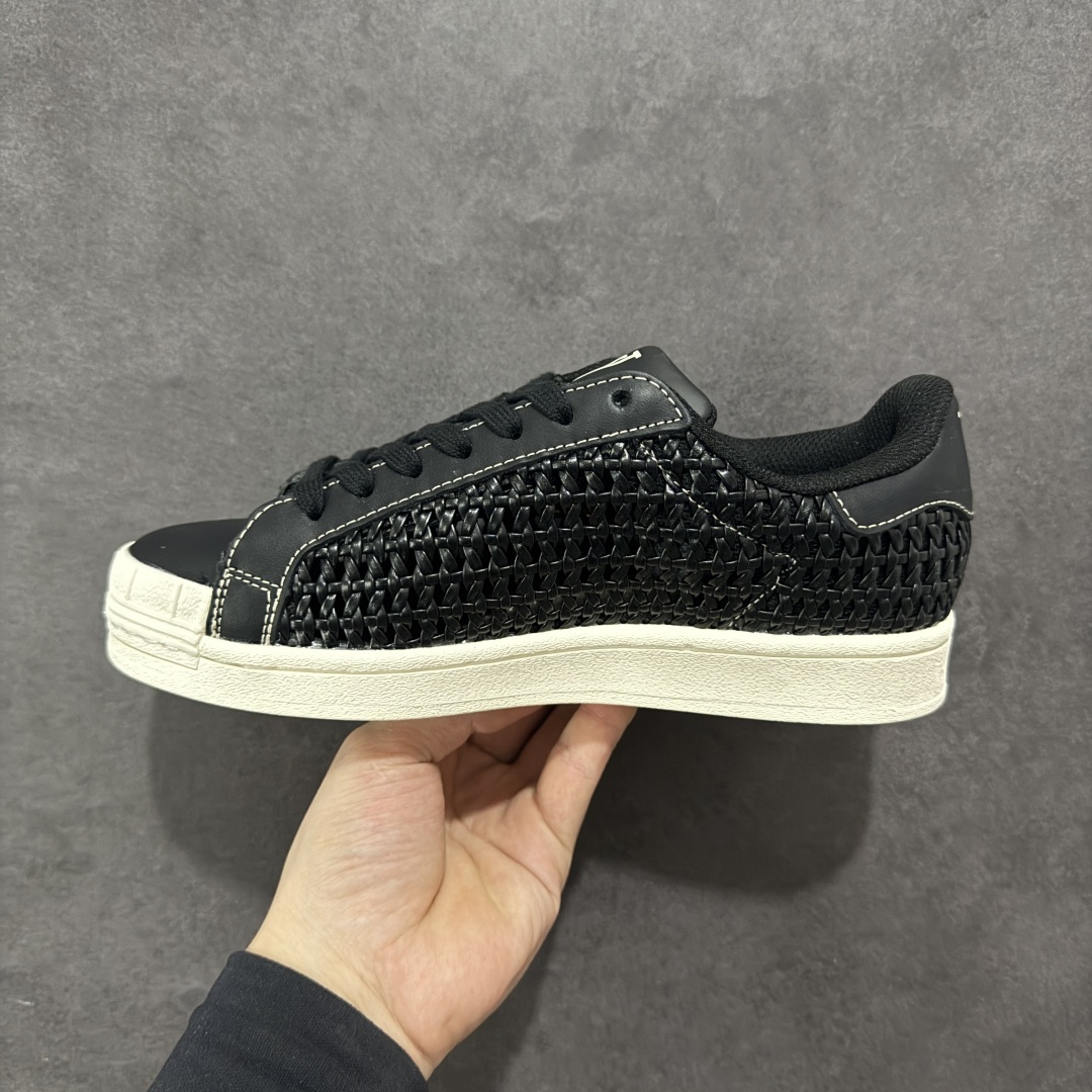 Lv x Ad Superstar 定制配色 Lv联名 低帮贝壳头百搭休闲透气镂空编织皮面板鞋 IE8878