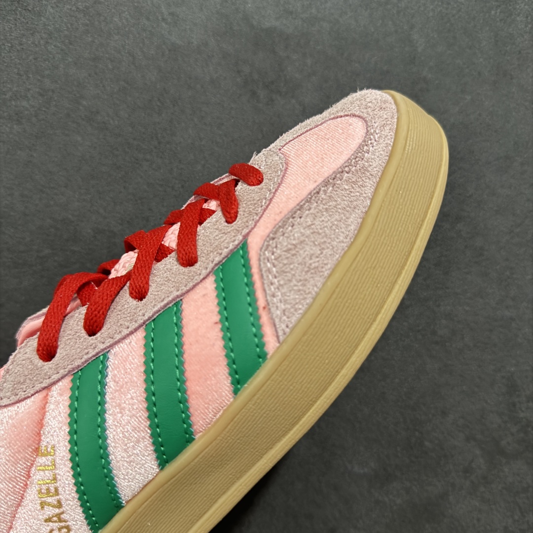 190 阿迪达斯 Adidas Originals Gazelle Indoor W 樱花粉绿丝绒三叶草休闲防滑耐磨低帮板鞋 JI2713