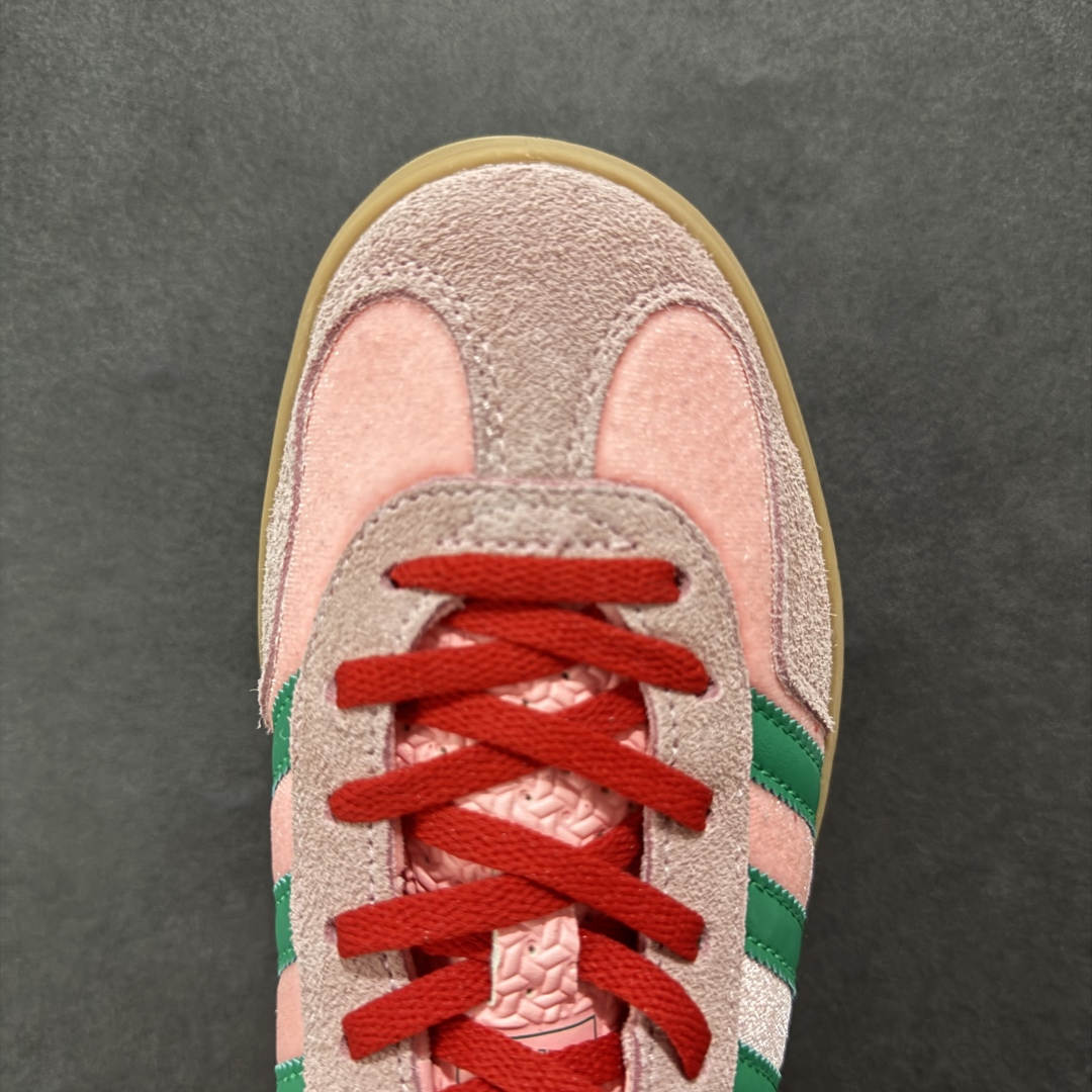 190 阿迪达斯 Adidas Originals Gazelle Indoor W 樱花粉绿丝绒三叶草休闲防滑耐磨低帮板鞋 JI2713