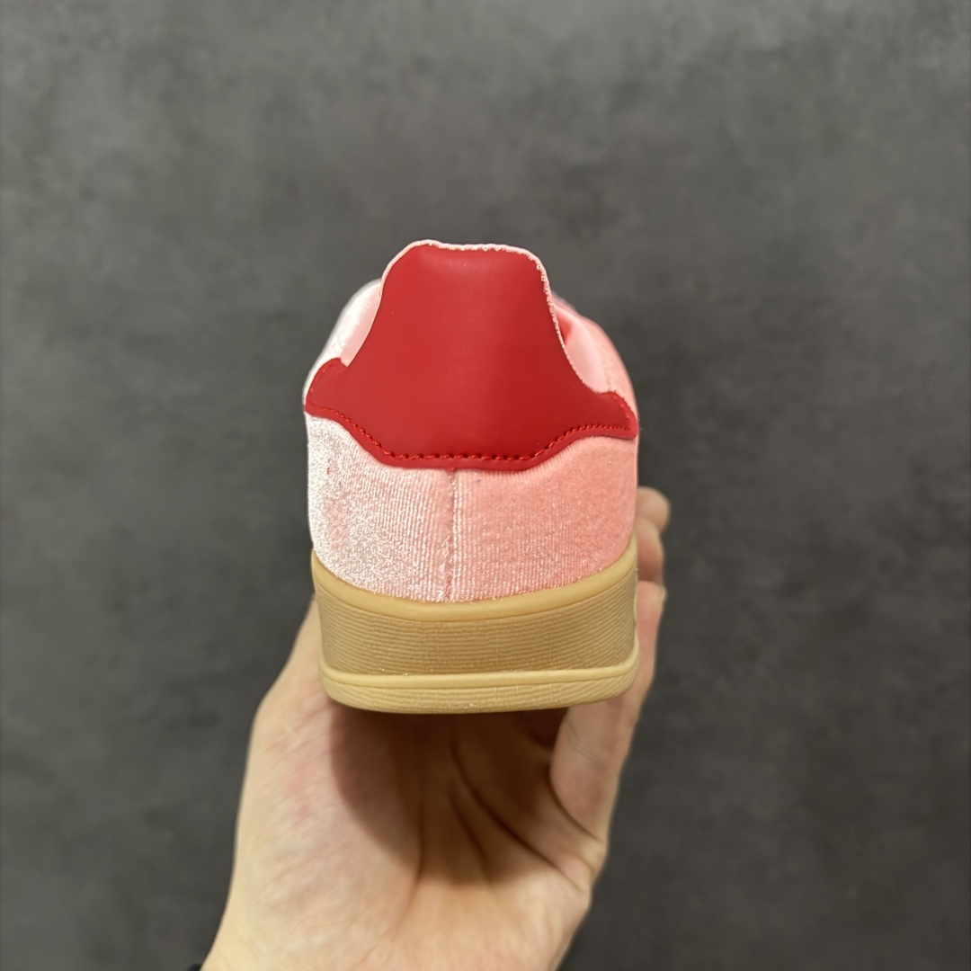 190 阿迪达斯 Adidas Originals Gazelle Indoor W 樱花粉绿丝绒三叶草休闲防滑耐磨低帮板鞋 JI2713