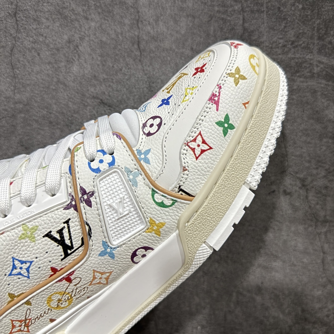 580 【HM无胶顶级版礼盒】 现货当天可取 LV Trainer系列高奢运动鞋 Louis Vuitton LV Trainer系列 &村上隆/Takashi Murakami 白三彩白色