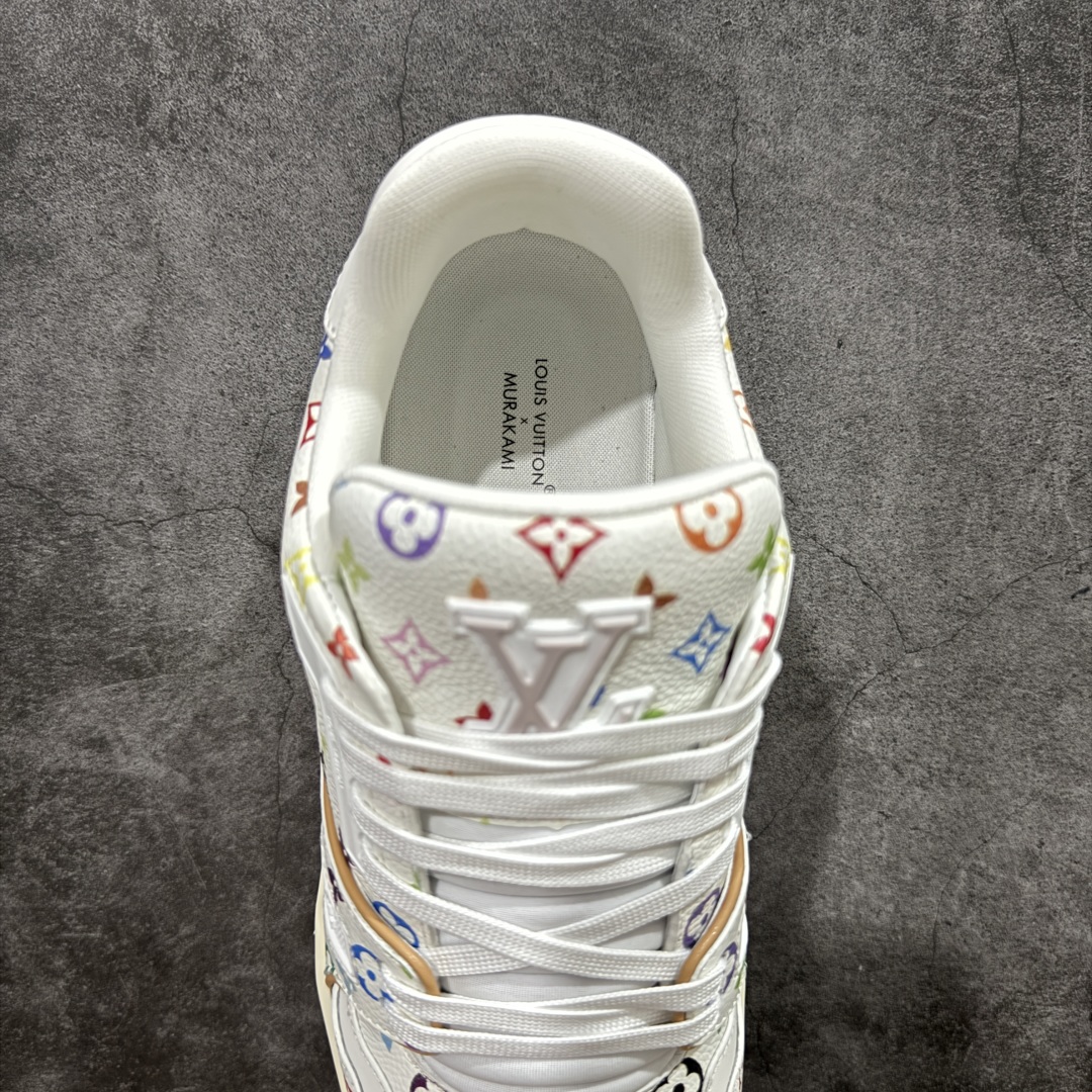 580 【HM无胶顶级版礼盒】 现货当天可取 LV Trainer系列高奢运动鞋 Louis Vuitton LV Trainer系列 &村上隆/Takashi Murakami 白三彩白色