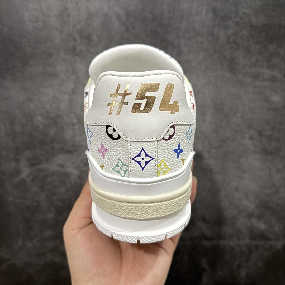 580 【HM无胶顶级版礼盒】 现货当天可取 LV Trainer系列高奢运动鞋 Louis Vuitton LV Trainer系列 &村上隆/Takashi Murakami 白三彩白色