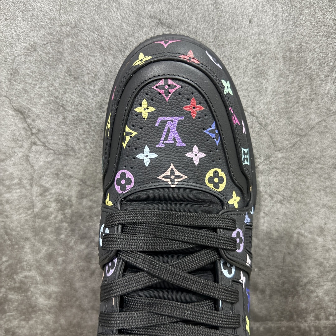 580 【HM无胶顶级版礼盒】 现货当天可取 LV Trainer系列高奢运动鞋 Louis Vuitton LV Trainer系列 &村上隆/Takashi Murakami 黑三彩黑色