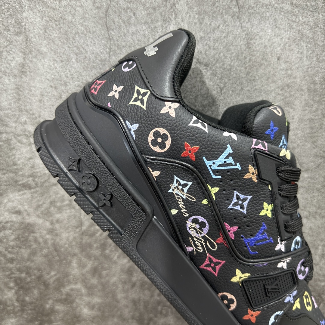 580 【HM无胶顶级版礼盒】 现货当天可取 LV Trainer系列高奢运动鞋 Louis Vuitton LV Trainer系列 &村上隆/Takashi Murakami 黑三彩黑色