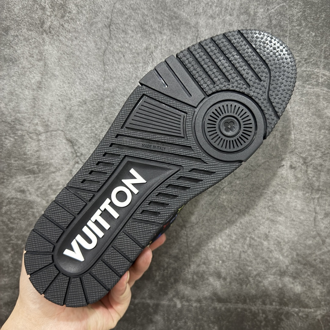 580 【HM无胶顶级版礼盒】 现货当天可取 LV Trainer系列高奢运动鞋 Louis Vuitton LV Trainer系列 &村上隆/Takashi Murakami 黑三彩黑色