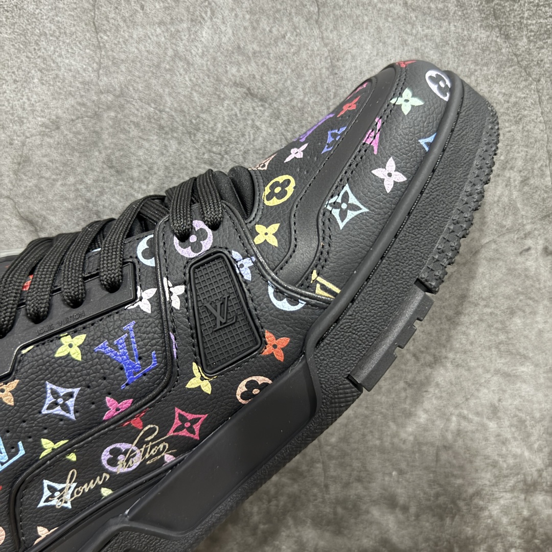 580 【HM无胶顶级版礼盒】 现货当天可取 LV Trainer系列高奢运动鞋 Louis Vuitton LV Trainer系列 &村上隆/Takashi Murakami 黑三彩黑色