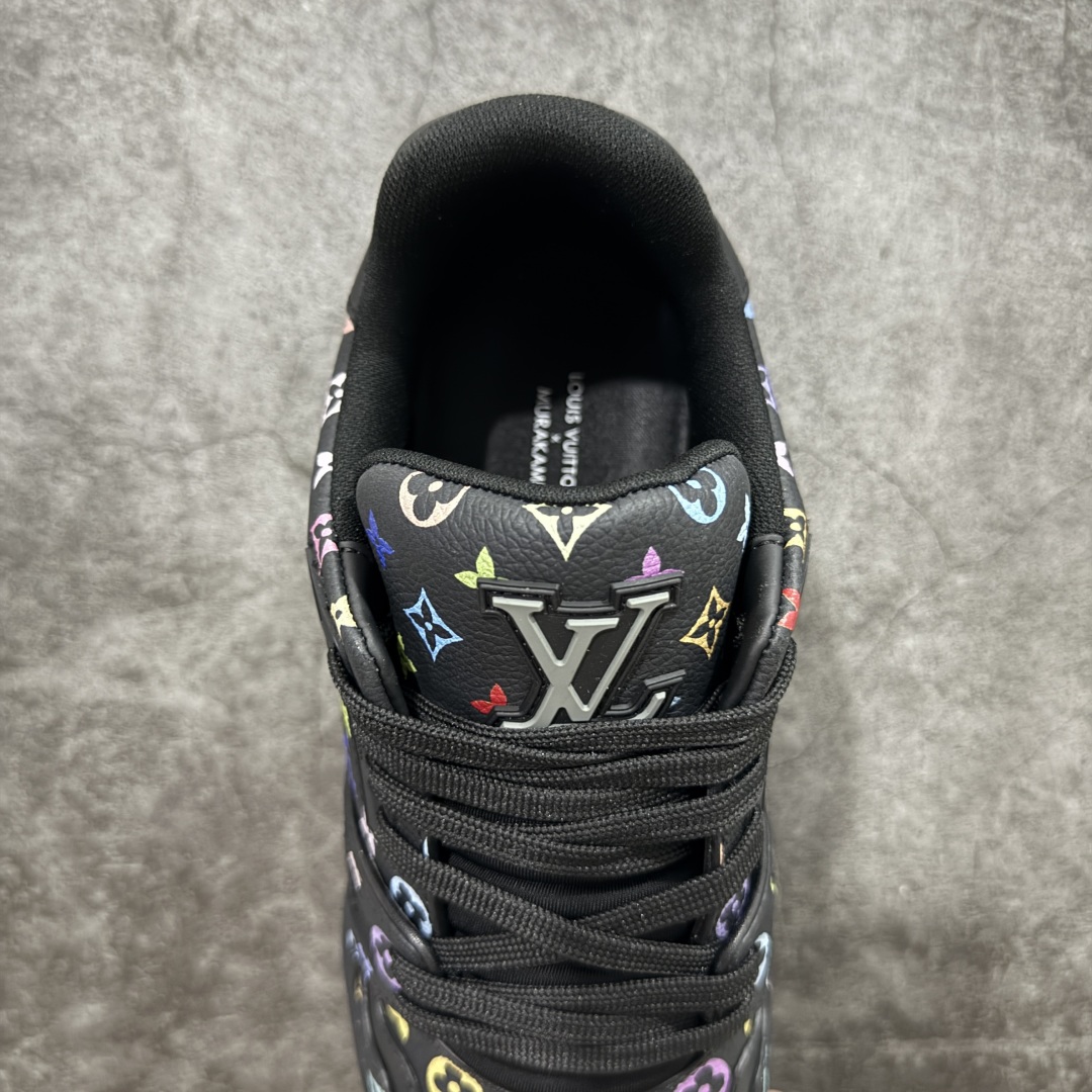 580 【HM无胶顶级版礼盒】 现货当天可取 LV Trainer系列高奢运动鞋 Louis Vuitton LV Trainer系列 &村上隆/Takashi Murakami 黑三彩黑色