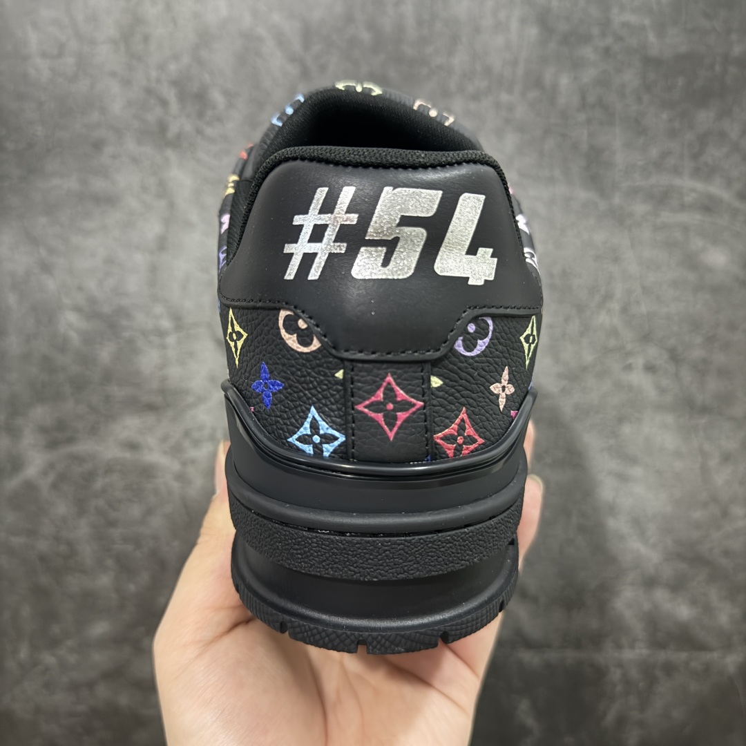 580 【HM无胶顶级版礼盒】 现货当天可取 LV Trainer系列高奢运动鞋 Louis Vuitton LV Trainer系列 &村上隆/Takashi Murakami 黑三彩黑色
