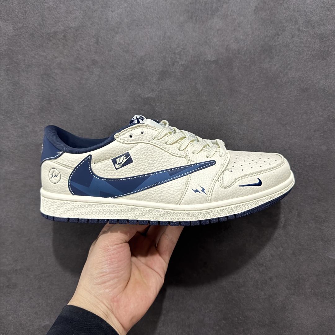 280 【定制版】Travis Scott x Fragment Design x Air Jordan 1 Low SP AJ1 闪电联名 闪电蓝勾 低帮文化休闲板鞋 LD2025-022