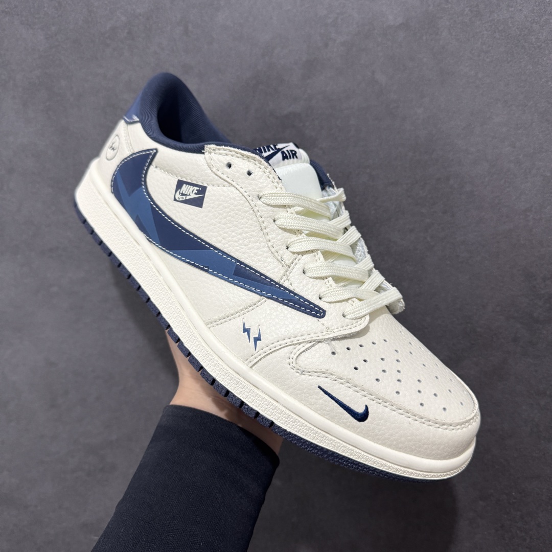 280 【定制版】Travis Scott x Fragment Design x Air Jordan 1 Low SP AJ1 闪电联名 闪电蓝勾 低帮文化休闲板鞋 LD2025-022