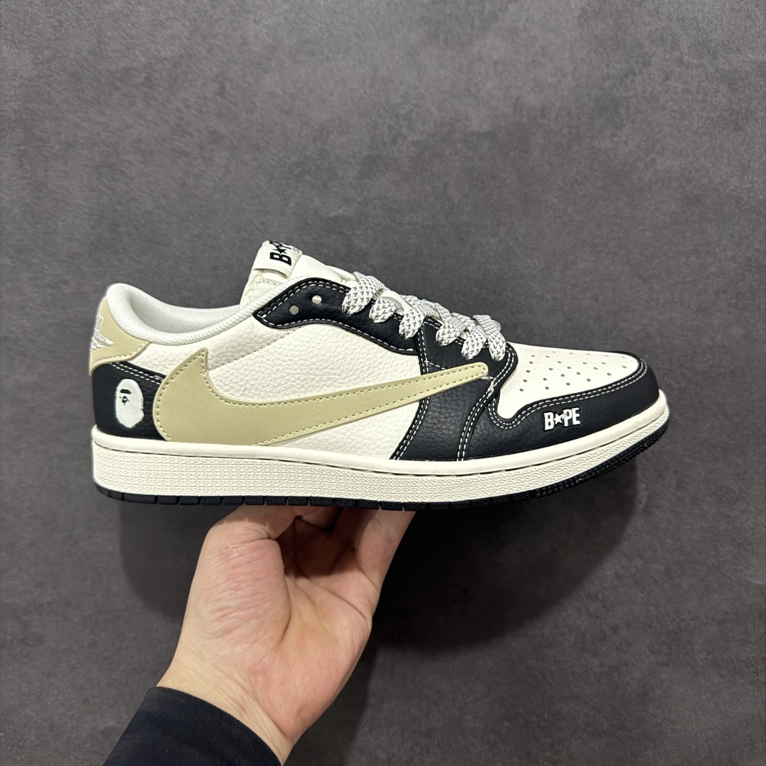 280 【定制版】Travis Scott x Fragment Design x Air Jordan 1 Low SP AJ1 Bape联名 白黑脚趾 低帮文化休闲板鞋 JJ2508-552