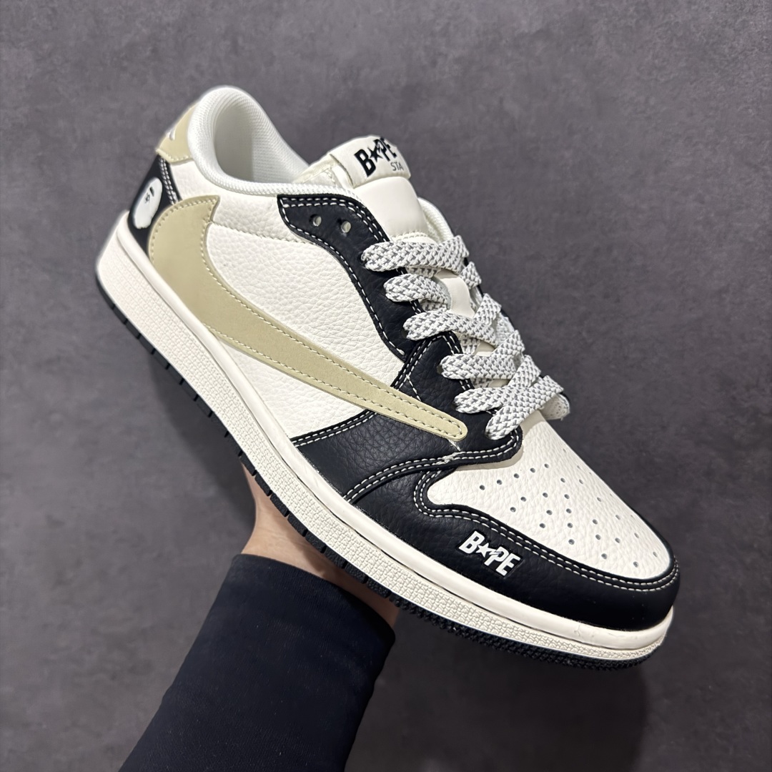 280 【定制版】Travis Scott x Fragment Design x Air Jordan 1 Low SP AJ1 Bape联名 白黑脚趾 低帮文化休闲板鞋 JJ2508-552