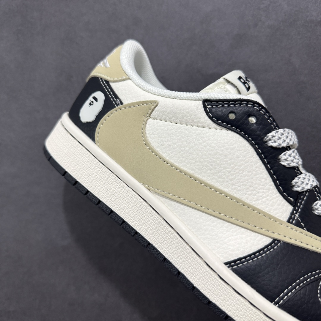 280 【定制版】Travis Scott x Fragment Design x Air Jordan 1 Low SP AJ1 Bape联名 白黑脚趾 低帮文化休闲板鞋 JJ2508-552