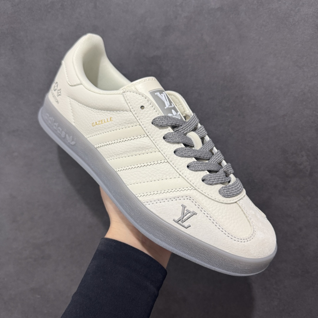 【定制版】adidas Originals Gazelle INdoor x Louis Vuitton 白灰满天星 三叶草休闲防滑耐磨低帮板鞋 DM1234-005